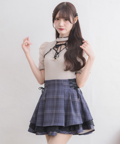 couture BY ROJITA(クチュールバイロジータ)の「レースアップ2段ティアードスカパン(スカート・レディース・マルチ/グレー/その他・FREE)」の8枚目の写真