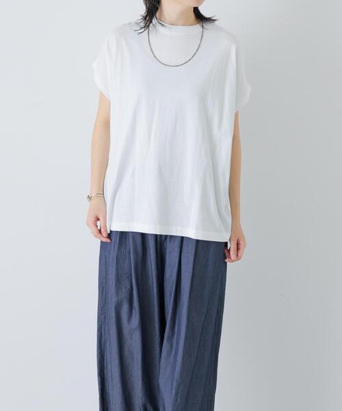 かぐれ(カグレ)の「フレンチスリーブカットソー(Tシャツ/カットソー・レディース・オフホワイト/ブラウン/ブラック・FREE)」の1枚目の写真