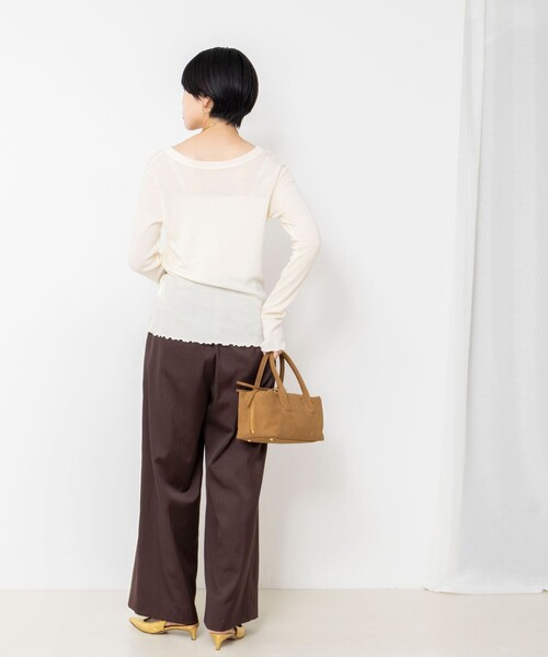 NOLLEY’S(ノーリーズ)の「MY STANDARDウォッシャブルリブヘンリー2WAYプルオーバー(Tシャツ/カットソー・レディース・ライトグレー/レッド/オフホワイト/ベビーピンク・FREE)」の8枚目の写真