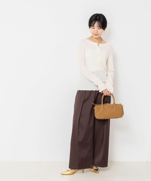 NOLLEY’S(ノーリーズ)の「MY STANDARDウォッシャブルリブヘンリー2WAYプルオーバー(Tシャツ/カットソー・レディース・ライトグレー/レッド/オフホワイト/ベビーピンク・FREE)」の10枚目の写真