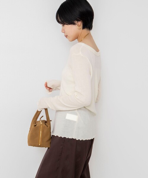 NOLLEY’S(ノーリーズ)の「MY STANDARDウォッシャブルリブヘンリー2WAYプルオーバー(Tシャツ/カットソー・レディース・ライトグレー/レッド/オフホワイト/ベビーピンク・FREE)」の14枚目の写真
