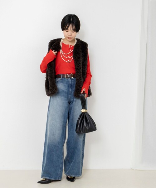 NOLLEY’S(ノーリーズ)の「MY STANDARDウォッシャブルリブヘンリー2WAYプルオーバー(Tシャツ/カットソー・レディース・ライトグレー/レッド/オフホワイト/ベビーピンク・FREE)」の17枚目の写真
