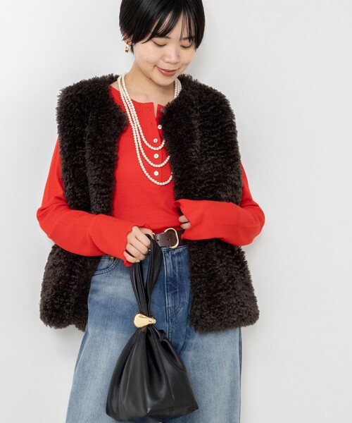 NOLLEY’S(ノーリーズ)の「MY STANDARDウォッシャブルリブヘンリー2WAYプルオーバー(Tシャツ/カットソー・レディース・ライトグレー/レッド/オフホワイト/ベビーピンク・FREE)」の20枚目の写真