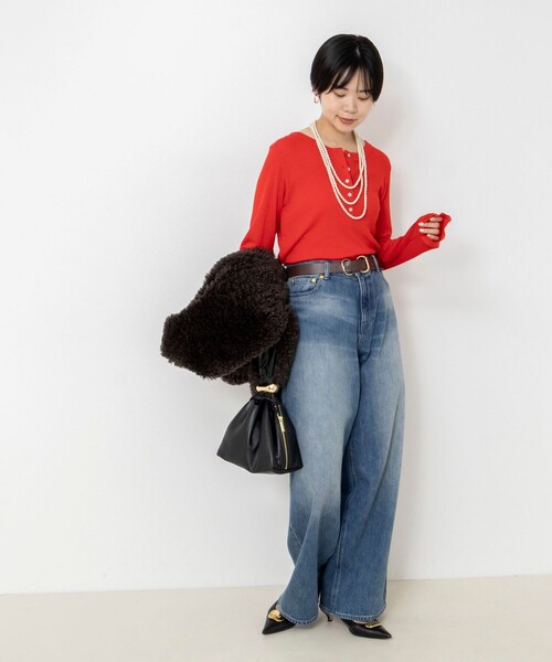NOLLEY’S(ノーリーズ)の「MY STANDARDウォッシャブルリブヘンリー2WAYプルオーバー(Tシャツ/カットソー・レディース・ライトグレー/レッド/オフホワイト/ベビーピンク・FREE)」の22枚目の写真