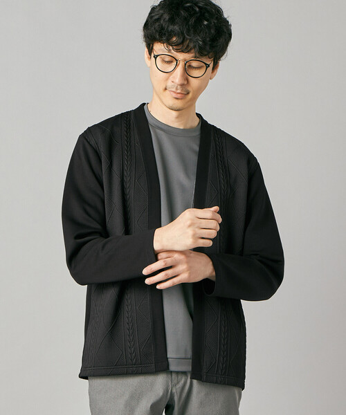 COMME CA MEN(コムサメン)の「ダイヤ柄コンビ ハッピカーディガン(カーディガン/ボレロ・メンズ・ブラック/ベージュ/ブラウン・M/L)」の2枚目の写真
