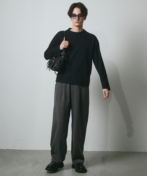 DAZE(デイズ)の「ピンストライプ タック ワイドスラックスパンツ(スラックス・メンズ・ブラック系/グレー系・SMALL/MEDIUM/LARGE/X-LARGE)」の7枚目の写真