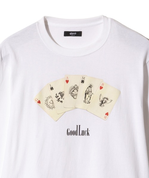 glamb(グラム)の「Good Luck Card Cutsew / グッドラックカードカットソー(Tシャツ/カットソー・メンズ・チャコール/ホワイト/グリーン・M/S/L)」の16枚目の写真
