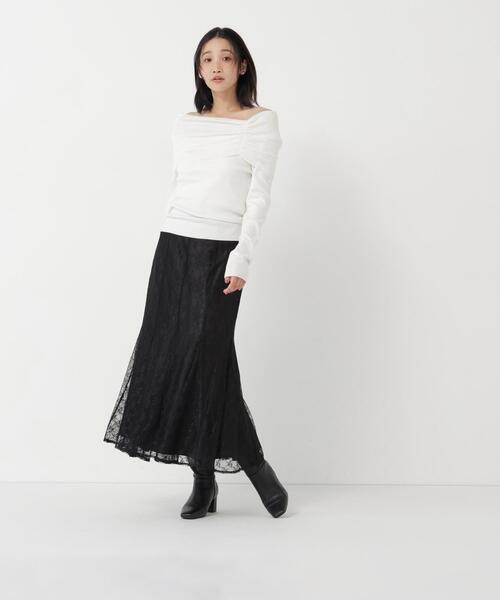 NATURAL BEAUTY BASIC(ナチュラルビューティーベーシック)の「パッチワークレーススカート(スカート・レディース・ブラック/オフホワイト・SMALL/MEDIUM)」の20枚目の写真