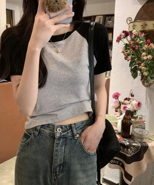 Girly Doll(ガーリードール)の「ラグランスリーブTシャツ(Tシャツ/カットソー・レディース・ダークグレー/ホワイト/グレー/ネイビー/ベージュ・FREE)」の13枚目の写真