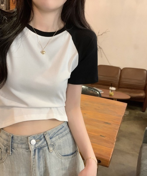 Girly Doll(ガーリードール)の「ラグランスリーブTシャツ(Tシャツ/カットソー・レディース・ダークグレー/ホワイト/グレー/ネイビー/ベージュ・FREE)」の16枚目の写真