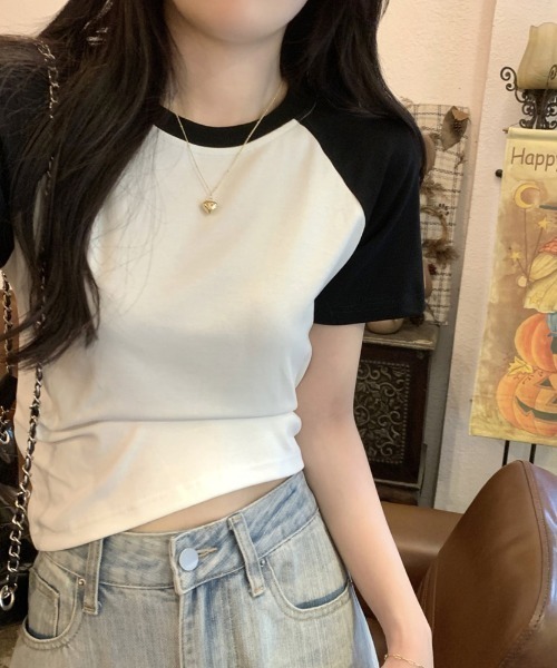 Girly Doll(ガーリードール)の「ラグランスリーブTシャツ(Tシャツ/カットソー・レディース・ダークグレー/ホワイト/グレー/ネイビー/ベージュ・FREE)」の20枚目の写真