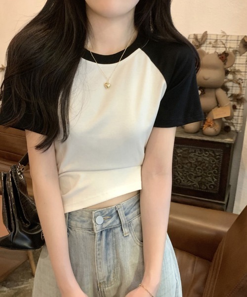 Girly Doll(ガーリードール)の「ラグランスリーブTシャツ(Tシャツ/カットソー・レディース・ダークグレー/ホワイト/グレー/ネイビー/ベージュ・FREE)」の22枚目の写真