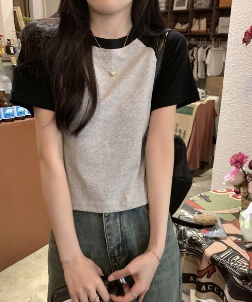 Girly Doll(ガーリードール)の「ラグランスリーブTシャツ(Tシャツ/カットソー・レディース・ダークグレー/ホワイト/グレー/ネイビー/ベージュ・FREE)」の11枚目の写真