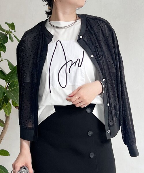 un dix cors（アンディコール）の「ドットラメカーディガン（Tシャツ/カットソー・レディース・ブラック/ブラウン/グレイッシュベージュ・FREE）」の2枚目の写真