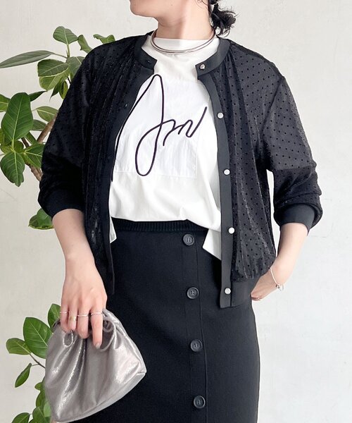 un dix cors（アンディコール）の「ドットラメカーディガン（Tシャツ/カットソー・レディース・ブラック/ブラウン/グレイッシュベージュ・FREE）」の7枚目の写真