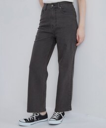 SHOO・LA・RUE | 【S-LL/ストレッチ/色落ちしにくいネイビー】脚がまっすぐきれいに見える ワイドストレートデニムパンツ(デニムパンツ)