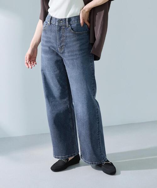 SHOO・LA・RUE(シューラルー)の「【S-LL/ストレッチ/色落ちしにくいネイビー】脚がまっすぐきれいに見える ワイドストレートデニムパンツ(デニムパンツ・レディース・ブルー系その他/ブラック/ネイビー/ブルー・04/03/02/01)」の20枚目の写真
