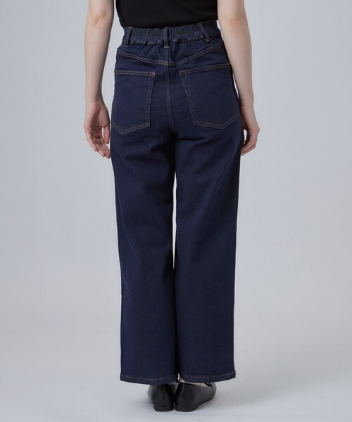 SHOO・LA・RUE(シューラルー)の「【S-LL/ストレッチ/色落ちしにくいネイビー】脚がまっすぐきれいに見える ワイドストレートデニムパンツ(デニムパンツ・レディース・ブルー系その他/ブラック/ネイビー/ブルー・04/03/02/01)」の14枚目の写真