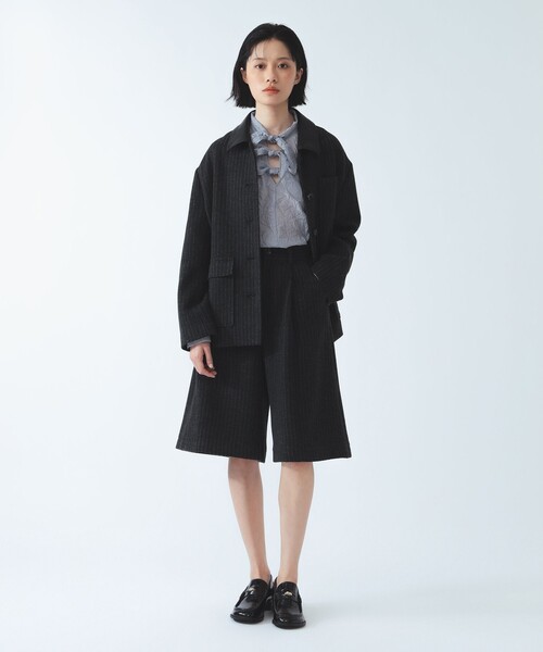 Ray BEAMS(レイビームス)の「ストライプ ワイド ハーフ パンツ(その他パンツ・レディース・グレー/ブラック・0/1)」の3枚目の写真