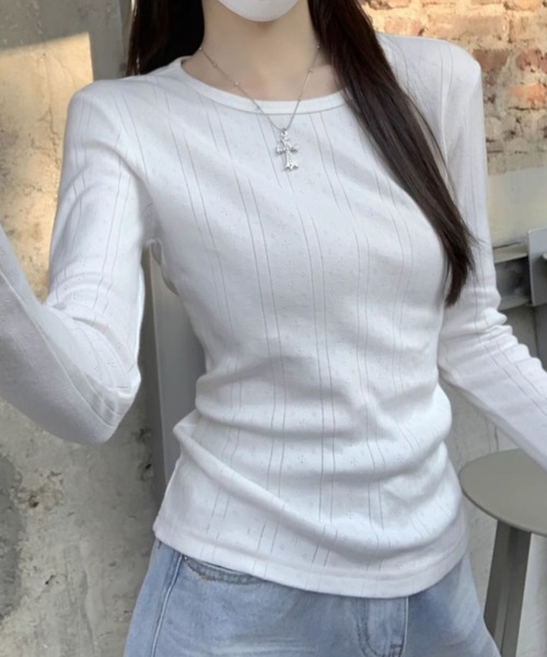 mebole(メボレ)の「simple long sleeve top(Tシャツ/カットソー・レディース・ホワイト・FREE)」の3枚目の写真