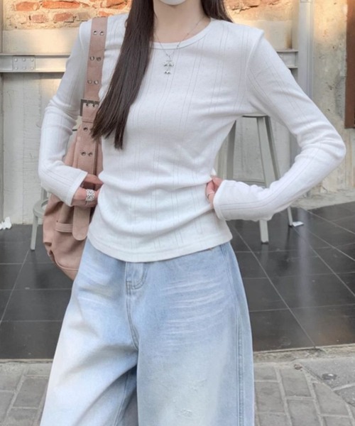 mebole(メボレ)の「simple long sleeve top(Tシャツ/カットソー・レディース・ホワイト・FREE)」の5枚目の写真