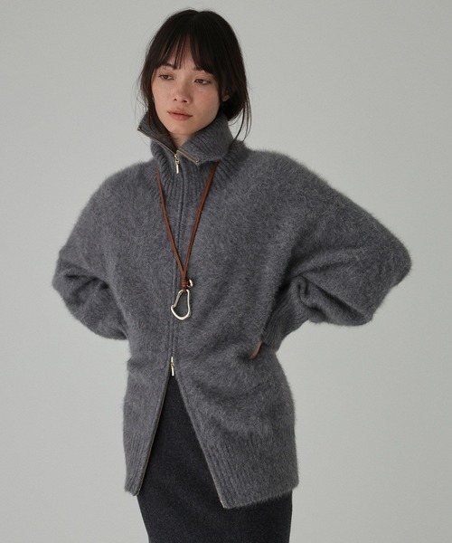 BABYLONE(バビロン)の「FOXカシミヤZIPカーディガン(カーディガン/ボレロ・レディース・ダークネイビー/グレー・フリー)」の3枚目の写真