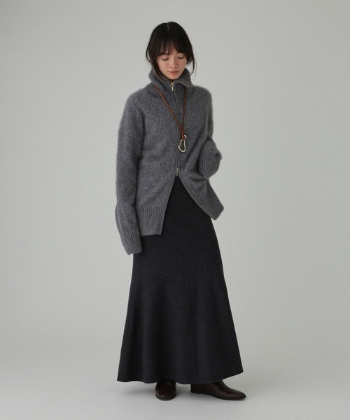 BABYLONE(バビロン)の「FOXカシミヤZIPカーディガン(カーディガン/ボレロ・レディース・ダークネイビー/グレー・フリー)」の9枚目の写真