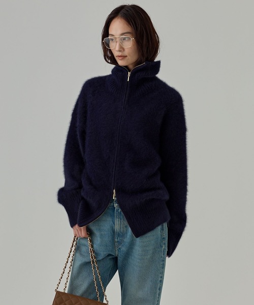 BABYLONE(バビロン)の「FOXカシミヤZIPカーディガン(カーディガン/ボレロ・レディース・ダークネイビー/グレー・フリー)」の13枚目の写真