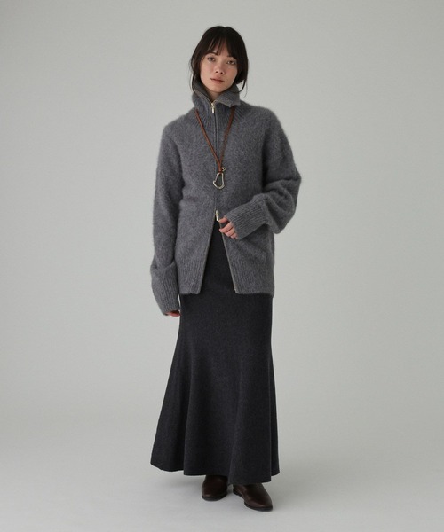 BABYLONE(バビロン)の「FOXカシミヤZIPカーディガン(カーディガン/ボレロ・レディース・ダークネイビー/グレー・フリー)」の7枚目の写真