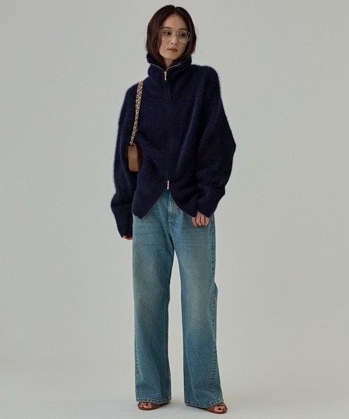 BABYLONE(バビロン)の「FOXカシミヤZIPカーディガン(カーディガン/ボレロ・レディース・ダークネイビー/グレー・フリー)」の16枚目の写真