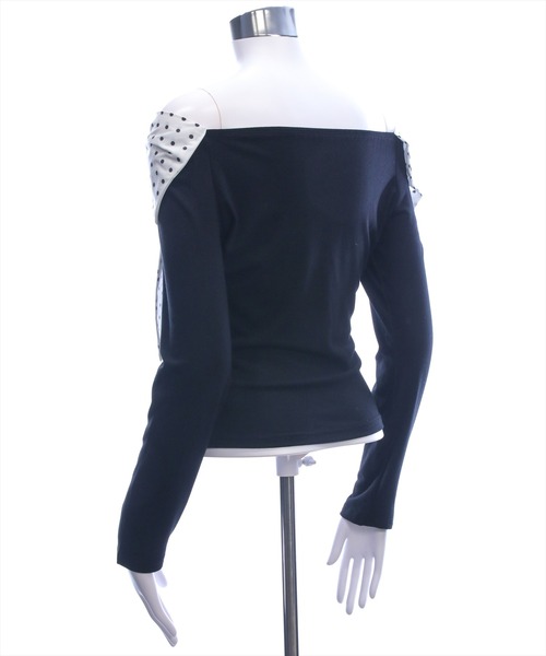 clear（クリア）の「2wayダブルリボンカットソー［骨格ウェーブ／フェミニン／ガーリー］（Tシャツ/カットソー・レディース・ブラック/オフホワイト/ホワイト×ブラック・F）」の9枚目の写真