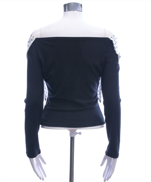 clear（クリア）の「2wayダブルリボンカットソー［骨格ウェーブ／フェミニン／ガーリー］（Tシャツ/カットソー・レディース・ブラック/オフホワイト/ホワイト×ブラック・F）」の10枚目の写真