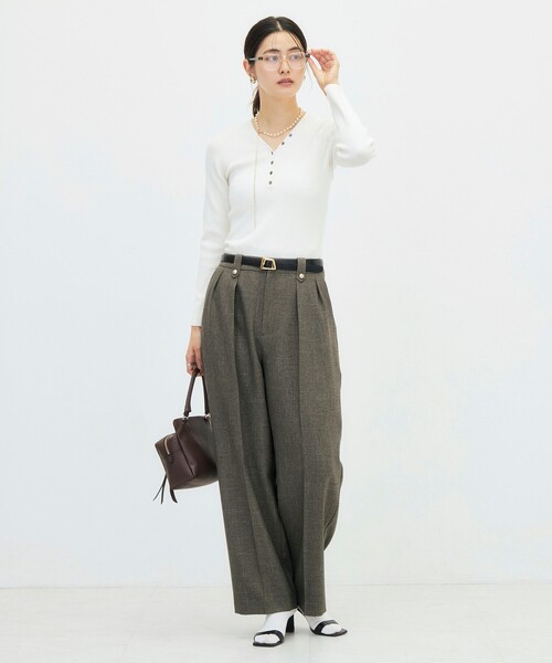 NOLLEY’S Sophi(ノーリーズソフィ)の「《セットアップ対応》シャークワイドパンツ(その他パンツ・レディース・ネイビー/チャコールグレー/オリーブ・34/38/36)」の12枚目の写真