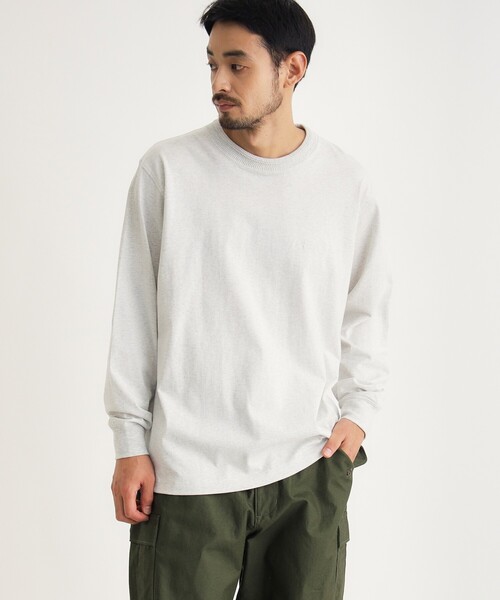 CAMP7(キャンプセブン)の「【体型カバー/1枚で決まる/綿100%】 CAMP7 ヘヴィーウェイトロンT(Tシャツ/カットソー・メンズ・ホワイト系/スミクロ/グレー・05/06/03/04)」の4枚目の写真