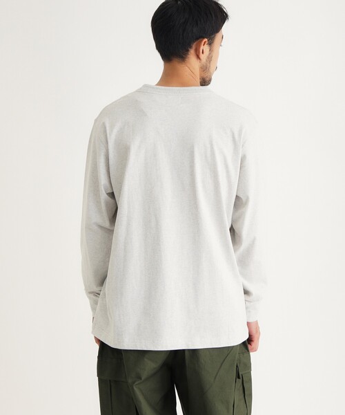 CAMP7(キャンプセブン)の「【体型カバー/1枚で決まる/綿100%】 CAMP7 ヘヴィーウェイトロンT(Tシャツ/カットソー・メンズ・ホワイト系/スミクロ/グレー・05/06/03/04)」の6枚目の写真