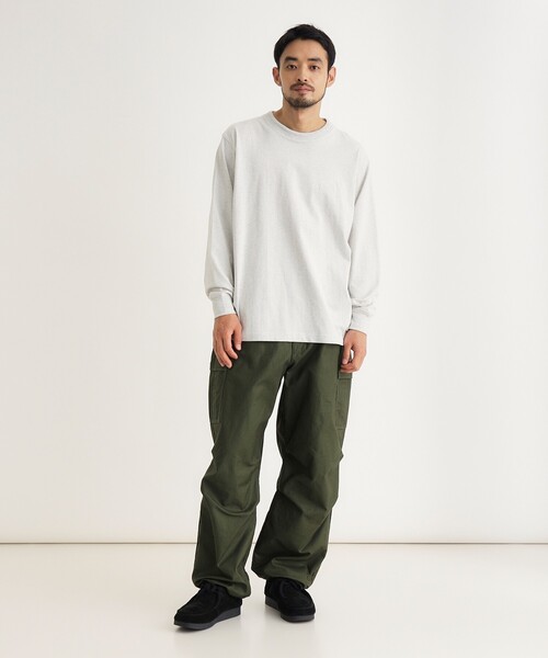 CAMP7(キャンプセブン)の「【体型カバー/1枚で決まる/綿100%】 CAMP7 ヘヴィーウェイトロンT(Tシャツ/カットソー・メンズ・ホワイト系/スミクロ/グレー・05/06/03/04)」の8枚目の写真