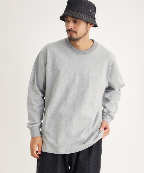 CAMP7(キャンプセブン)の「【体型カバー/1枚で決まる/綿100%】 CAMP7 ヘヴィーウェイトロンT(Tシャツ/カットソー・メンズ・ホワイト系/スミクロ/グレー・05/06/03/04)」の9枚目の写真