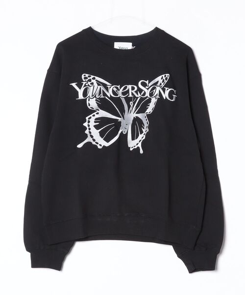 younger song（ヤンガーソング）の「Front butterfly logo sweat（スウェット・メンズ・パープル系/ネイビー系/ピンク系1/グレー系/ブラック系・MEDIUM/SMALL/LARGE）」の2枚目の写真