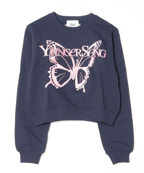 younger song（ヤンガーソング）の「Front butterfly logo sweat（スウェット・メンズ・パープル系/ネイビー系/ピンク系1/グレー系/ブラック系・MEDIUM/SMALL/LARGE）」の3枚目の写真