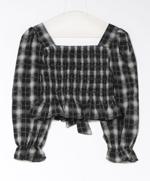 GORGE(ゴージ)の「デシンチェック シャーリングリボンブラウス|全3色(シャツ/ブラウス・レディース・アイボリー/ネイビー/ブラック・F)」の14枚目の写真