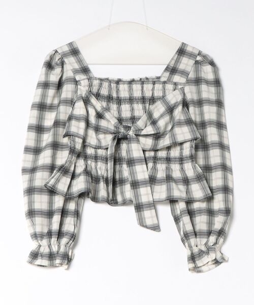 GORGE(ゴージ)の「デシンチェック シャーリングリボンブラウス|全3色(シャツ/ブラウス・レディース・アイボリー/ネイビー/ブラック・F)」の12枚目の写真