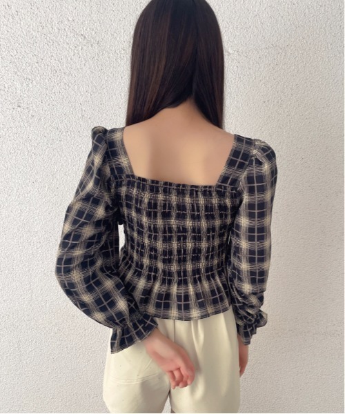 GORGE(ゴージ)の「デシンチェック シャーリングリボンブラウス|全3色(シャツ/ブラウス・レディース・アイボリー/ネイビー/ブラック・F)」の18枚目の写真