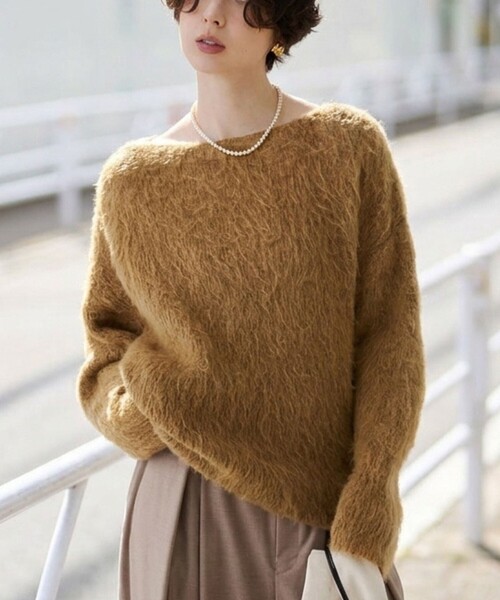 Rouge vif(ルージュヴィフ)の「モヘア混シャギーニットプルオーバー(ニット/セーター・レディース・ベージュ/グレー・フリー)」の1枚目の写真