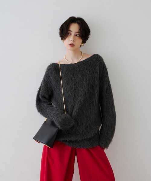 Rouge vif(ルージュヴィフ)の「モヘア混シャギーニットプルオーバー(ニット/セーター・レディース・ベージュ/グレー・フリー)」の5枚目の写真