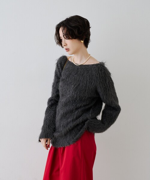 Rouge vif(ルージュヴィフ)の「モヘア混シャギーニットプルオーバー(ニット/セーター・レディース・ベージュ/グレー・フリー)」の6枚目の写真