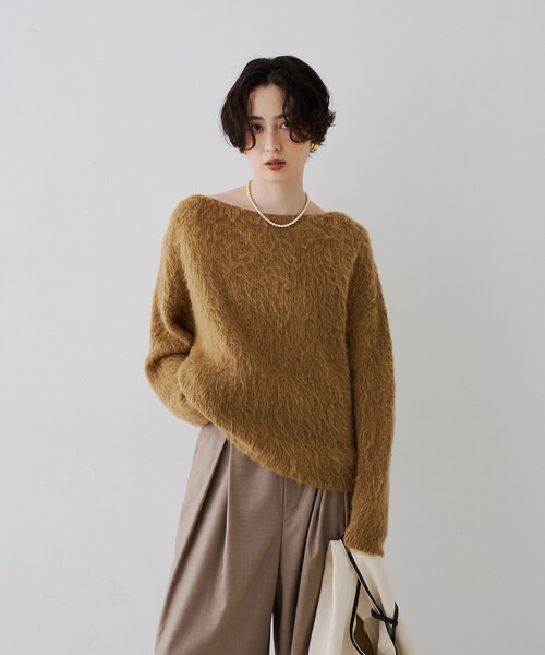 Rouge vif(ルージュヴィフ)の「モヘア混シャギーニットプルオーバー(ニット/セーター・レディース・ベージュ/グレー・フリー)」の8枚目の写真