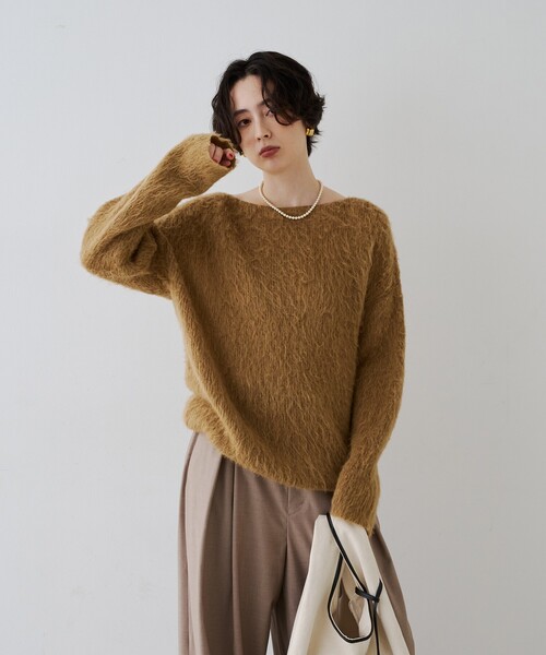 Rouge vif(ルージュヴィフ)の「モヘア混シャギーニットプルオーバー(ニット/セーター・レディース・ベージュ/グレー・フリー)」の9枚目の写真