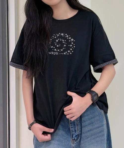 WaiKei(ワイケイ)の「【UNISEX】Wai Kei/スターレイヤードロールアップTシャツ(Tシャツ/カットソー・レディース・グレー/ブラック/ホワイト・MEDIUM/SMALL)」の4枚目の写真