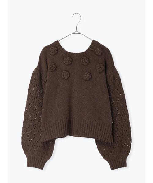 TSUHARU by Samansa Mos2(ツハルバイサマンサモスモス)の「【Embroidery collection】フラワー前後着ニット(ニット/セーター・レディース・チェリーピンク/ベージュ/ダークブラウン・F)」の2枚目の写真