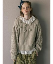 【Embroidery collection】フラワー前後着ニット